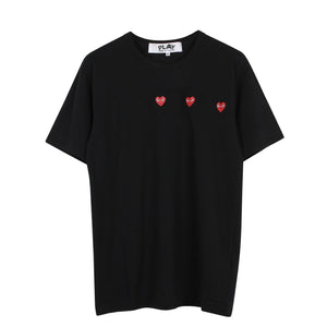 Triple Heart-Print T-Shirt Black