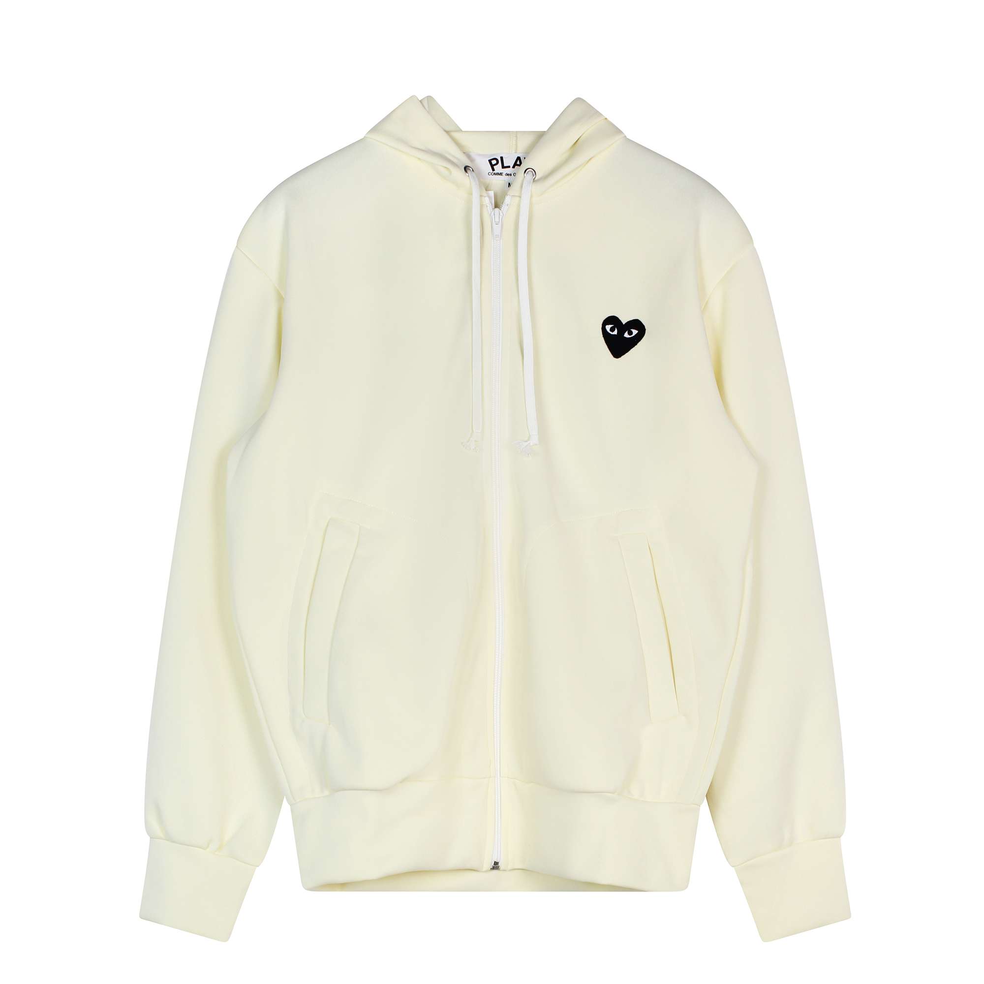 Heart Applique Zip Hoodie Cream