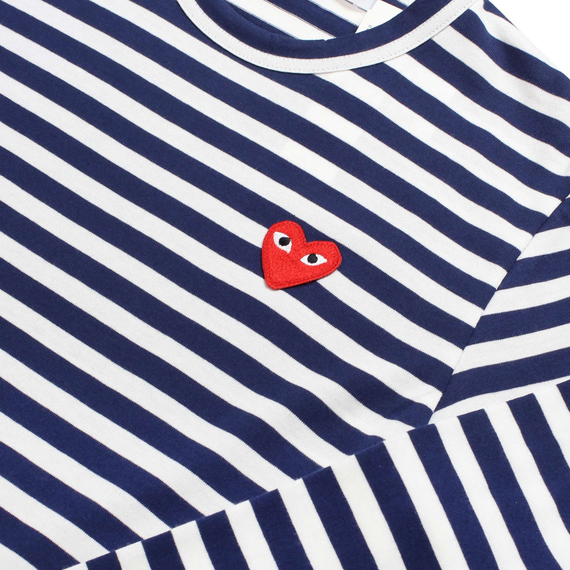 Striped Heart Logo Top Navy