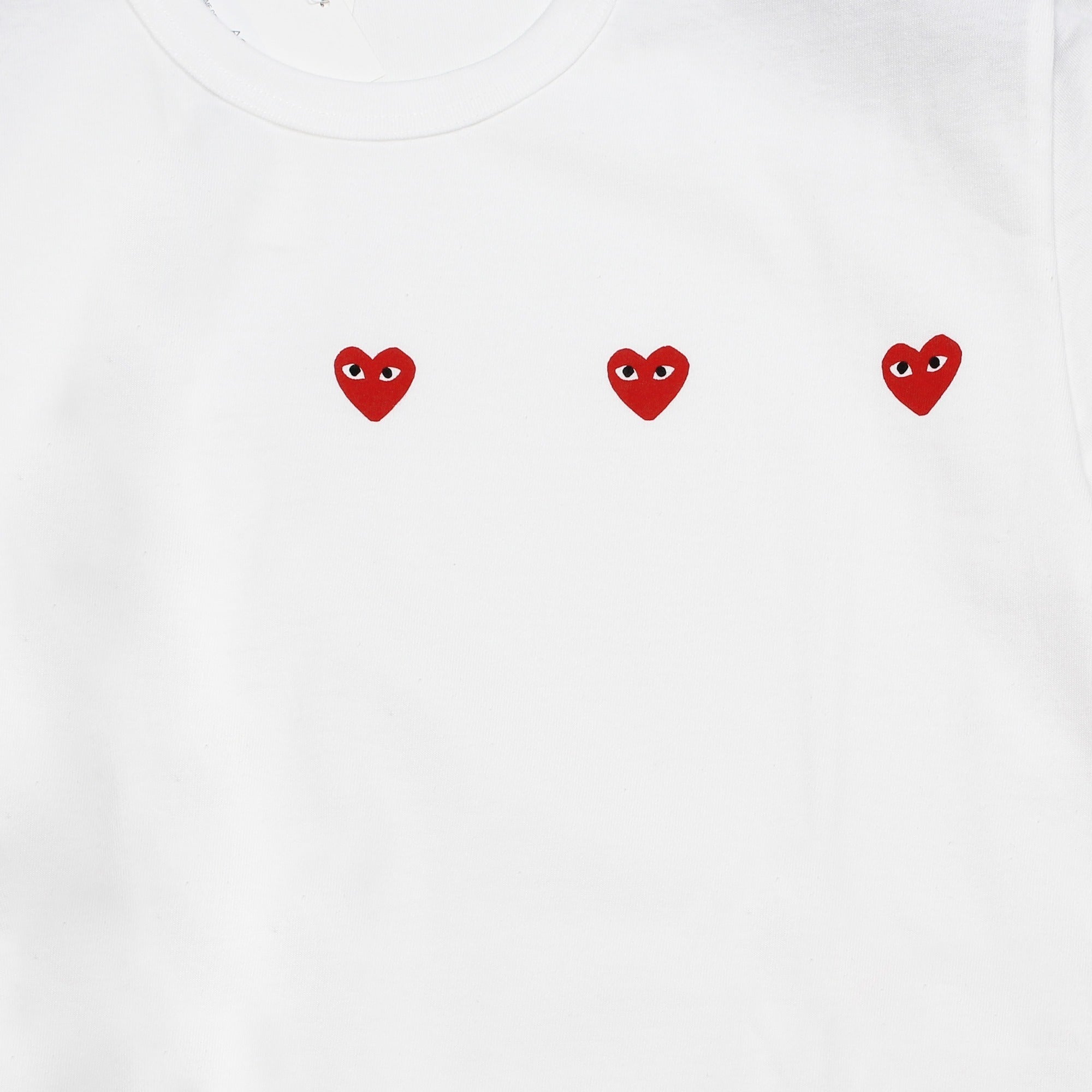 Triple Heart-Print T-Shirt White