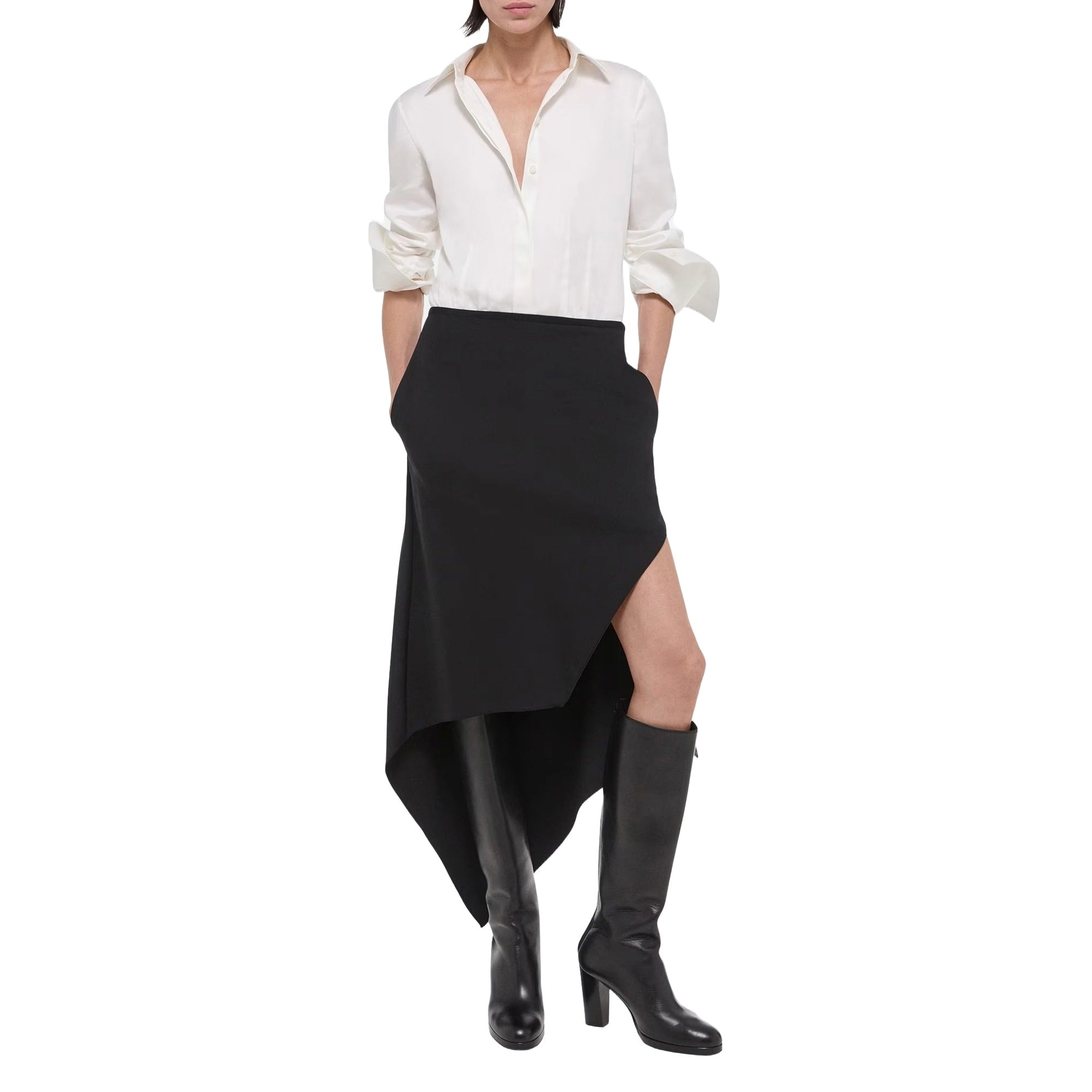 Virgin Wool Scarf Hem Skirt