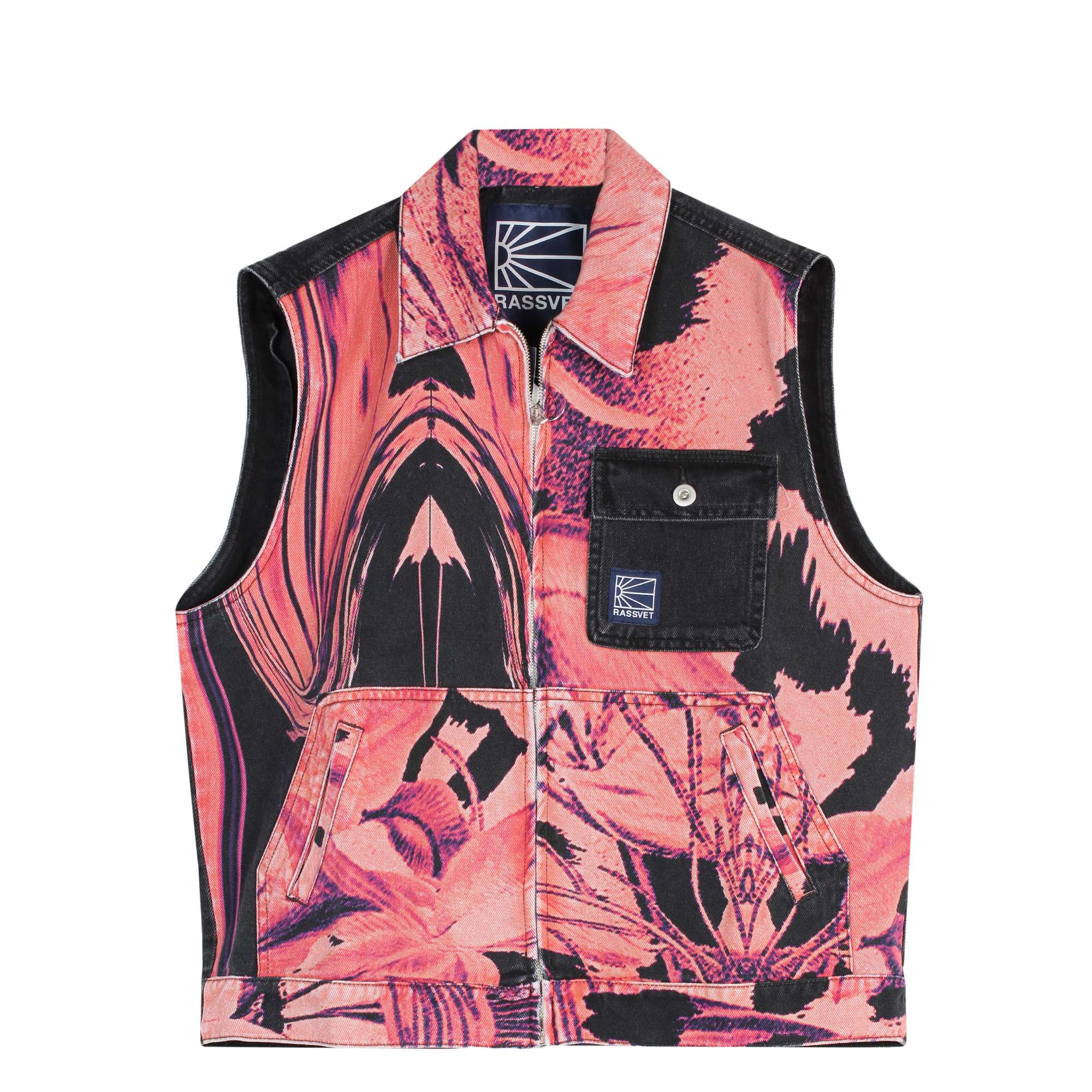 Floral Print Denim Vest