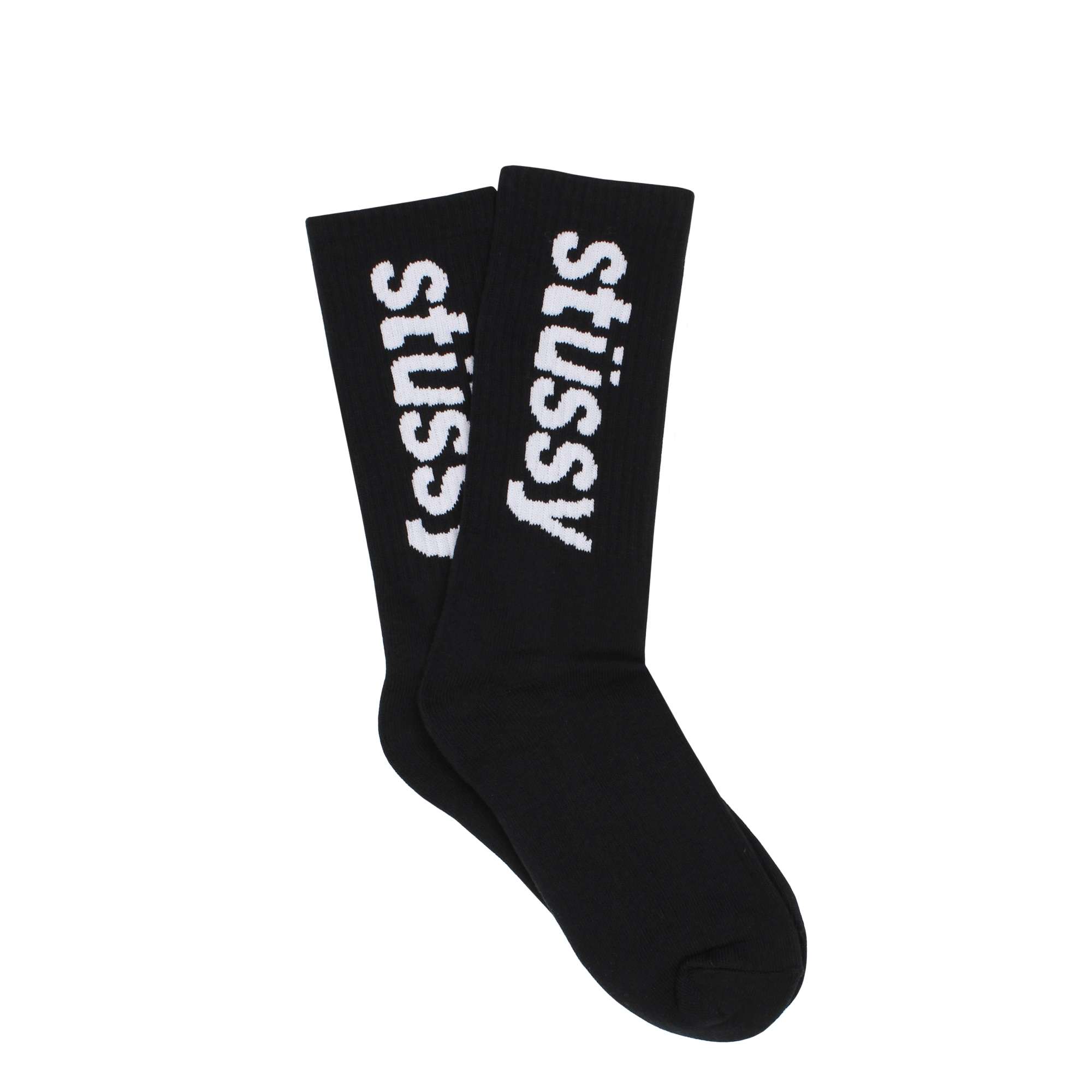 Helvetica Jacquard Crew Socks Black